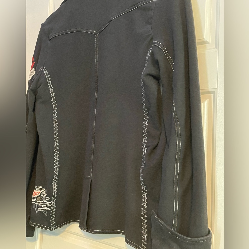 Black Embroidered Western Style Jacket, Size Small, 95% cotton, 5% Lycra - Picture 8 of 8